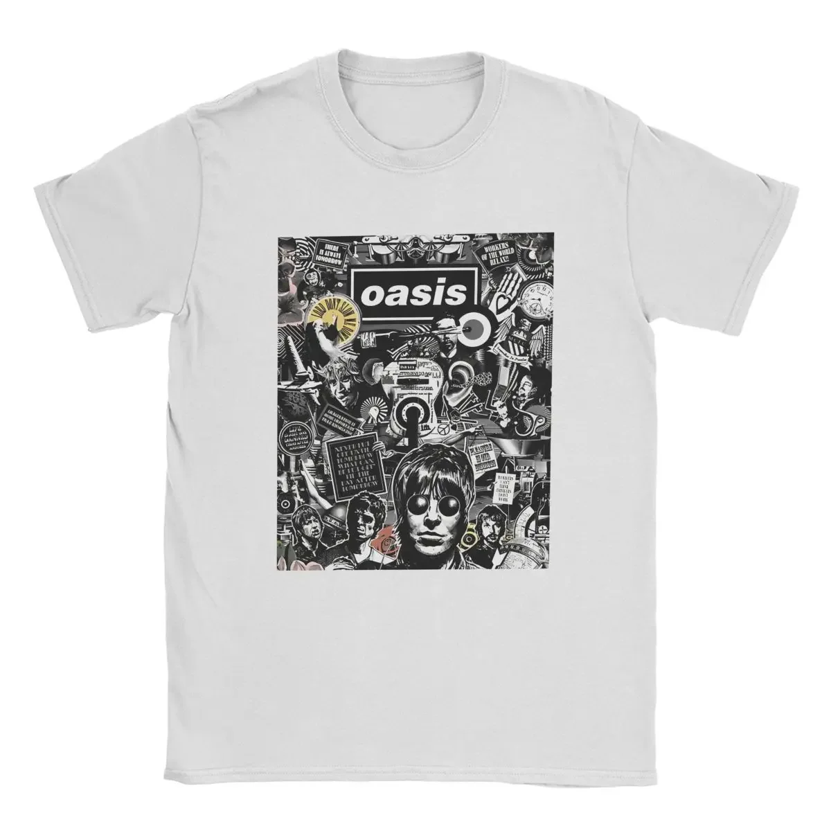 O-Oasis Water Carrier Crazy T-Shirt Pure Cotton Tee Short Sleeve Rock Band British Music Albums T Shirt Crew Neck Harajuku Tops