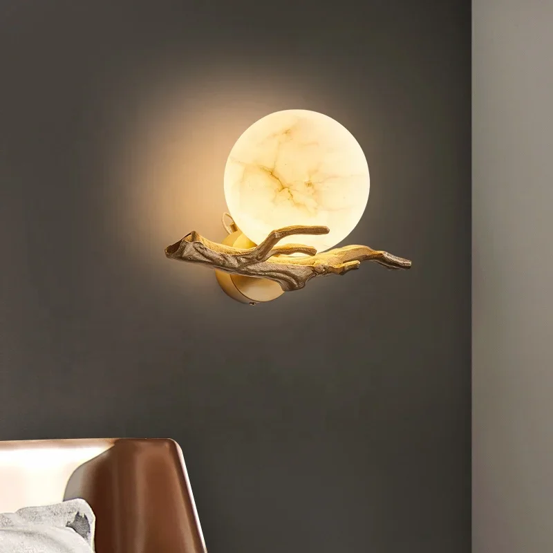 Modern creative marble wall lamp Nordic simple designer sales office model living room bedroom personality