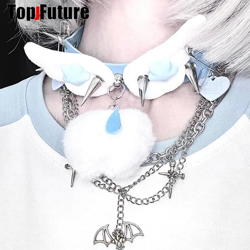 

Women Y2K Girl Angel Harajuku Gothic Lolita Tears from Teeth short necklace Halloween cosplay props subculture Chokers Choker