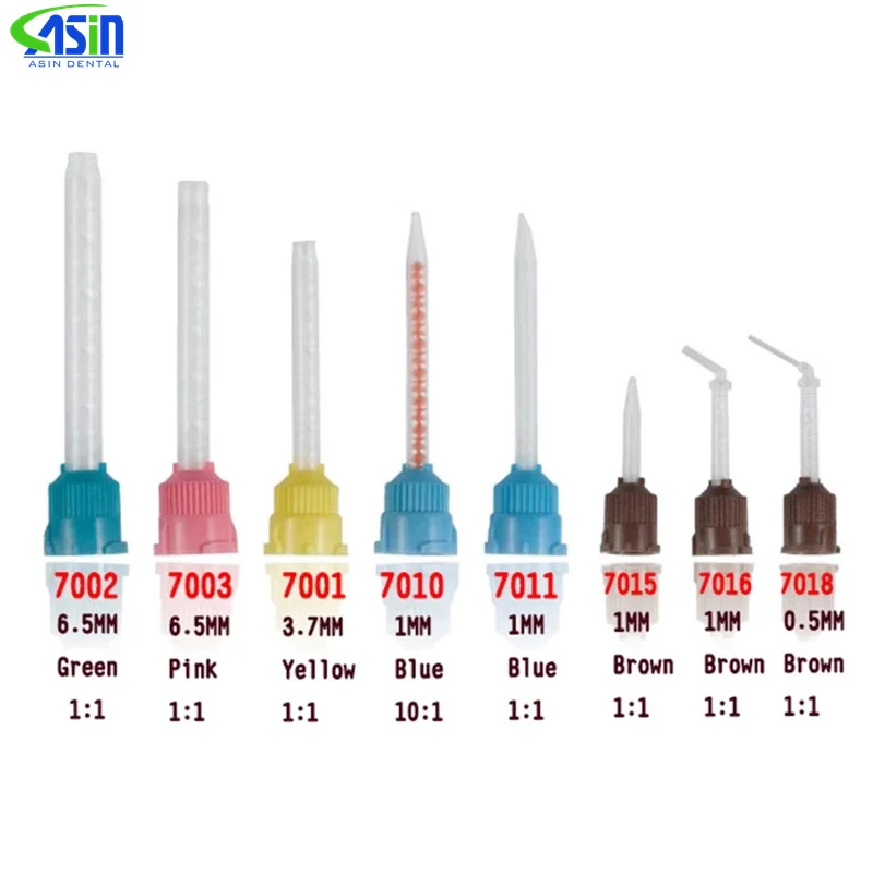 حار 50 قطعة طب الأسنان سيليكون المطاط نقل خلط رئيس المتاح الانطباع الفوهات خلط نصائح خلط أنبوب مواد طب الأسنان