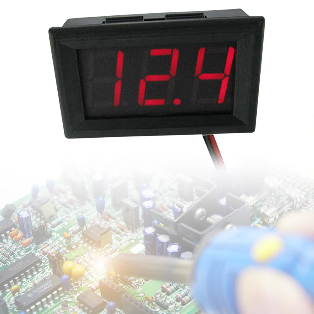 DC4.5V-30V Voltmeter Digital 2 Kabel 0.56 Inci Mini Penguji Tegangan Panel Meter Tegangan untuk Mobil Listrik 6V 12V Sepeda Motor Mobil