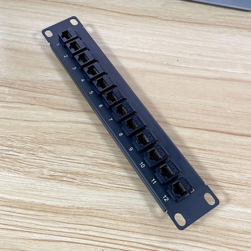 12-Port CAT5e Geschirmt Patch Panel RJ45 10G Bereit Metall Gehäuse Farbe-Codiert Kennzeichnung für T568A und t568B Verdrahtung, schwarz 24BB