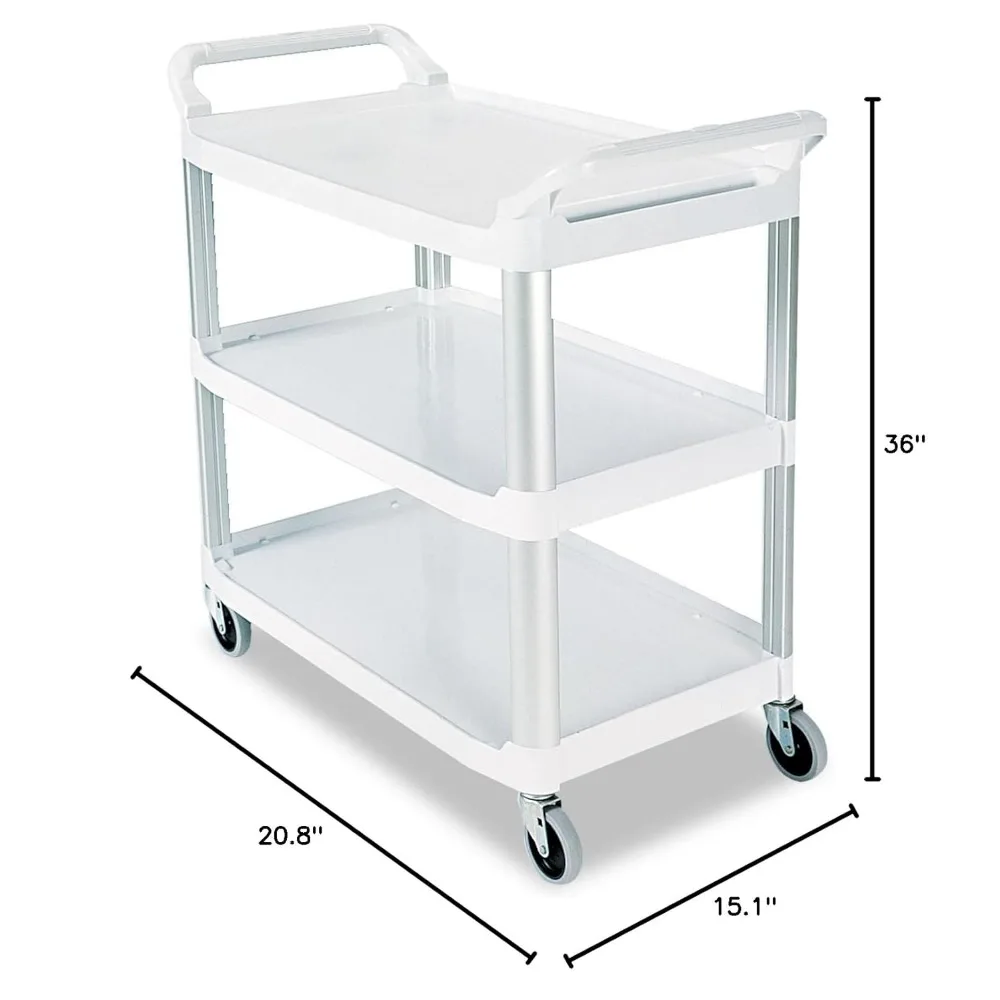 Chariot de service/utilitaire/poussée robuste à 3 étagères, 300 lb. Capacité, noir