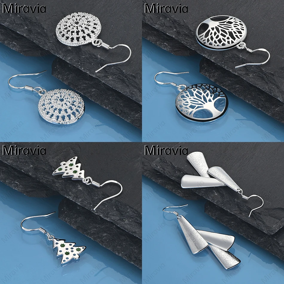 

Miravia 925 Sterling Silver Hollow Embossed Tree of Life Earrings Classic Cute Women's Banquet Party Jewelry