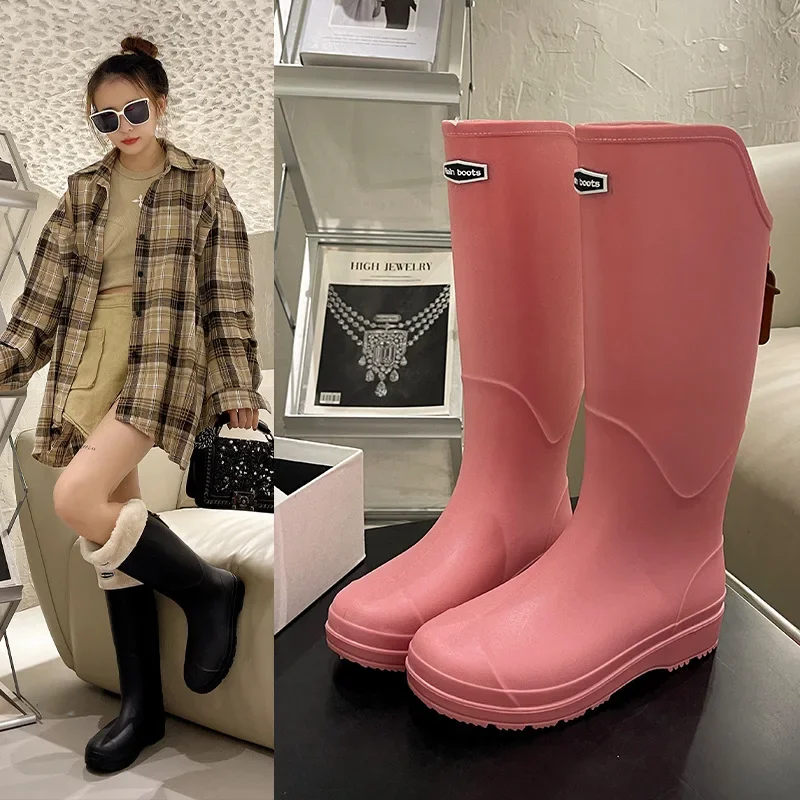 Waterproof Anti-slip Work Boots For Women Fashionable Korean Style High-Boot Rain Shoes Outerwear Footwear Ladies' Rainboots