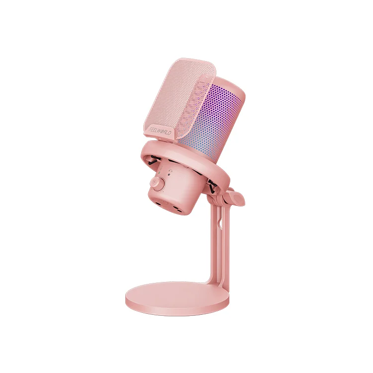 

FEELWORLD VM1 Condenser Microphone Noise Cancellation Mute RGB Light Gaming Microphone with Stand for Live Streaming Podcast