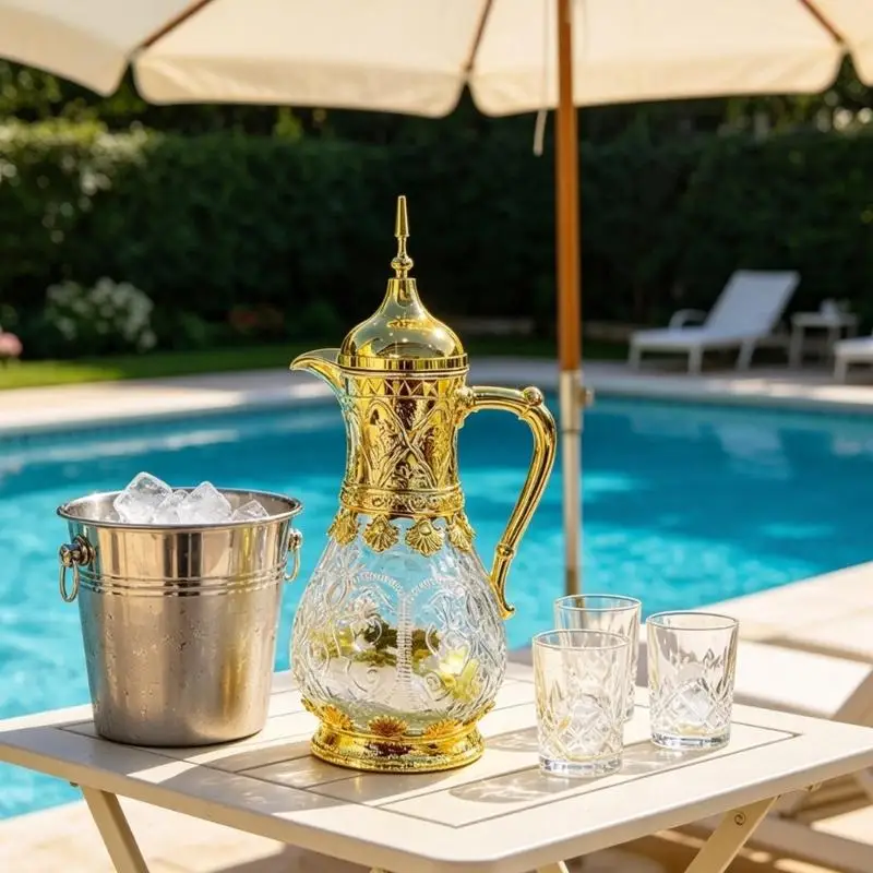 Spacious Glass Beverage Container With Carrying Handle For Home Office And Outdoor tasks KXRE