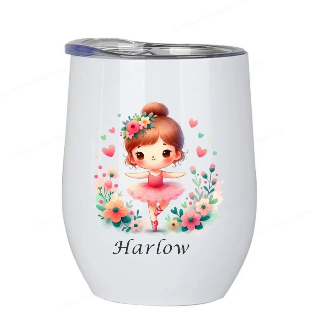 Wine Tumbler Personalized with Fairy Dancing Customized Name and Title or Date Great Custom Gift Cup