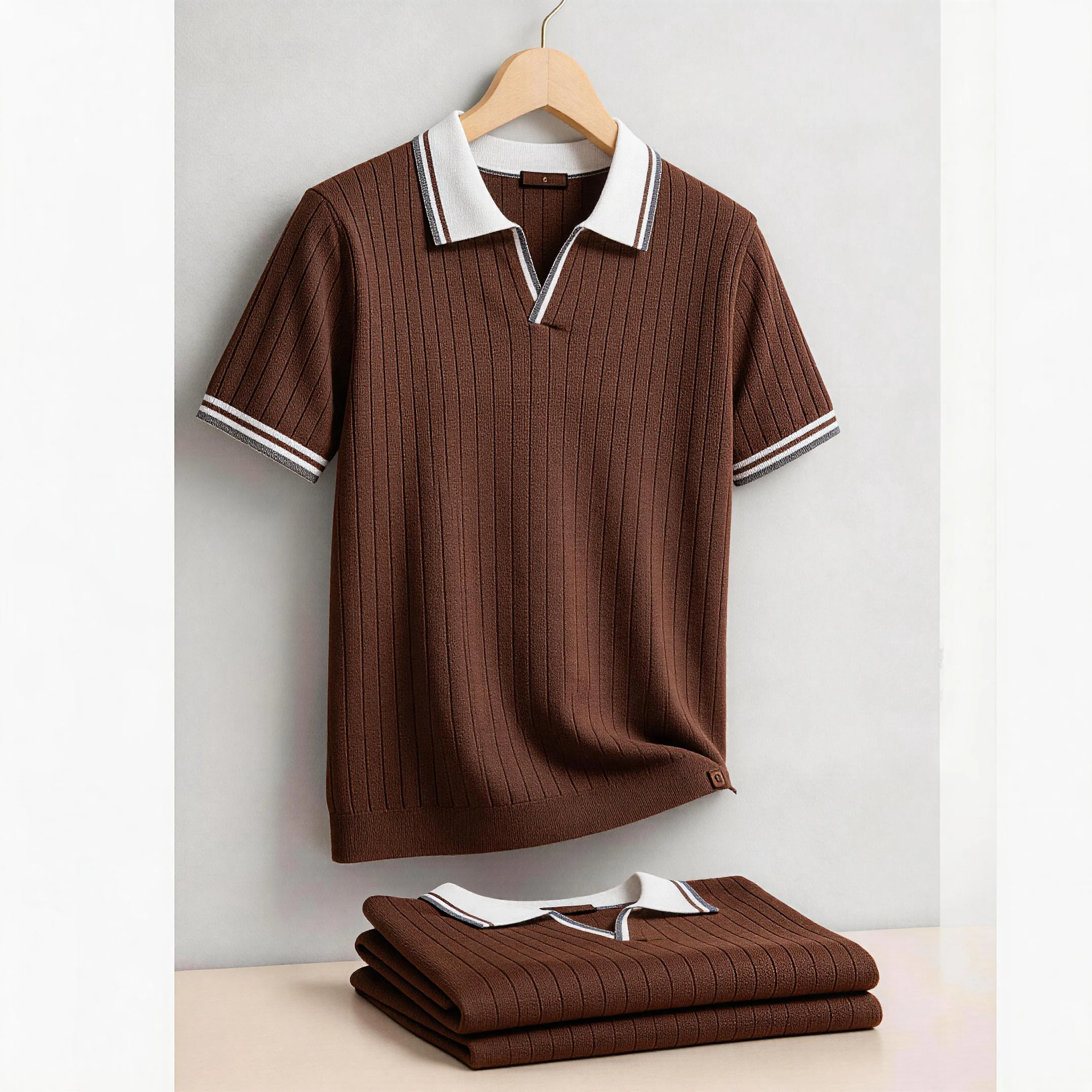 AIOPESON Men's Polo Shirt 100% Cotton Soft Skin Friendly Solid Color Collar Elegant Casual Old Money Style Men Clothing
