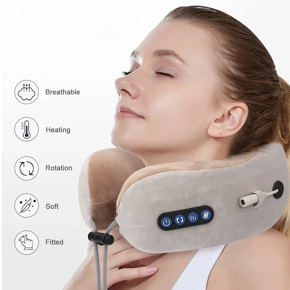 USB Charge Electric Neck Massager U Shaped Neck Shoulder Relaxation Pain Relief Massage Pillow Vibration Kneading Therapy Device