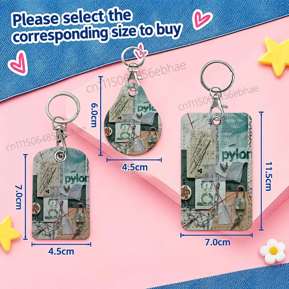 FOR Beabadoobee Pylon Keychain Card Holder Leather Keeps ID Cash Keys Cards Ready for Work School Travel Daily Errands