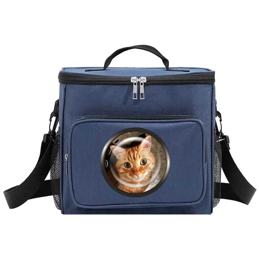 Insulated Lunch Bags Storage Boxes Cooler Box Thermal Organizer Handbag for Student Portable Waterproof Camping Window Pattern