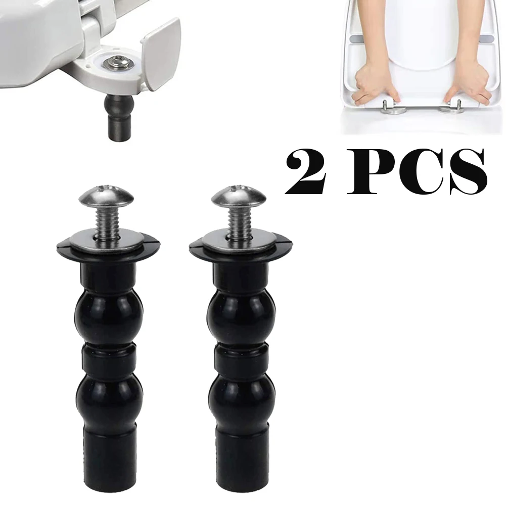 Paquete de 2 tornillos para asiento de inodoro, bisagras, Compatible con tornillos de bisagra para inodoro, juego de tuercas superiores con perno de goma expandible, accesorios de baño