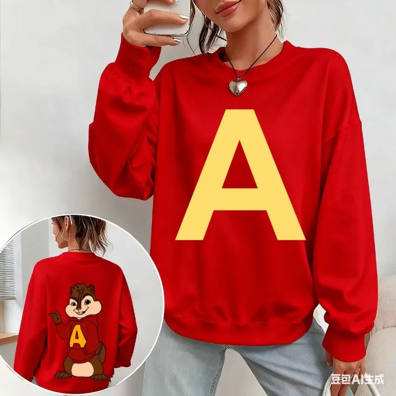 Inverno feminino quente alvin impresso natal feio em torno do pescoço roupas esportivas moda rua wear oversized hoodie estilo y2k roupas