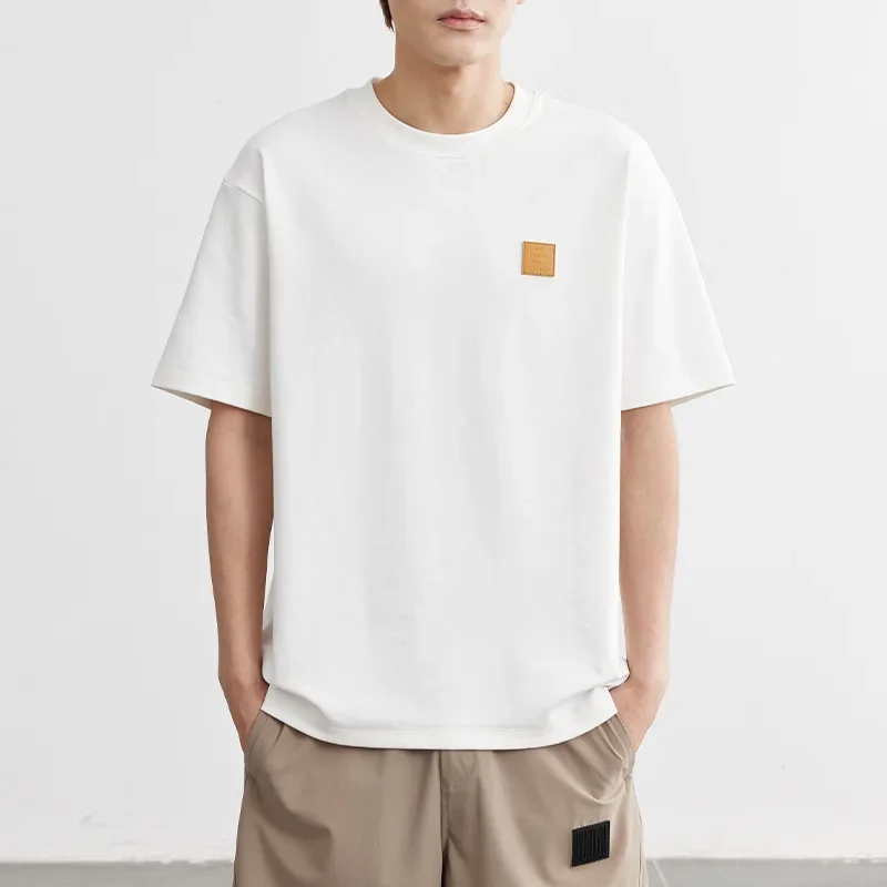 Solid Color Round Neck Mens Short Sleeved T-shirt Summer Loose Casual Half Sleeved T-shirt