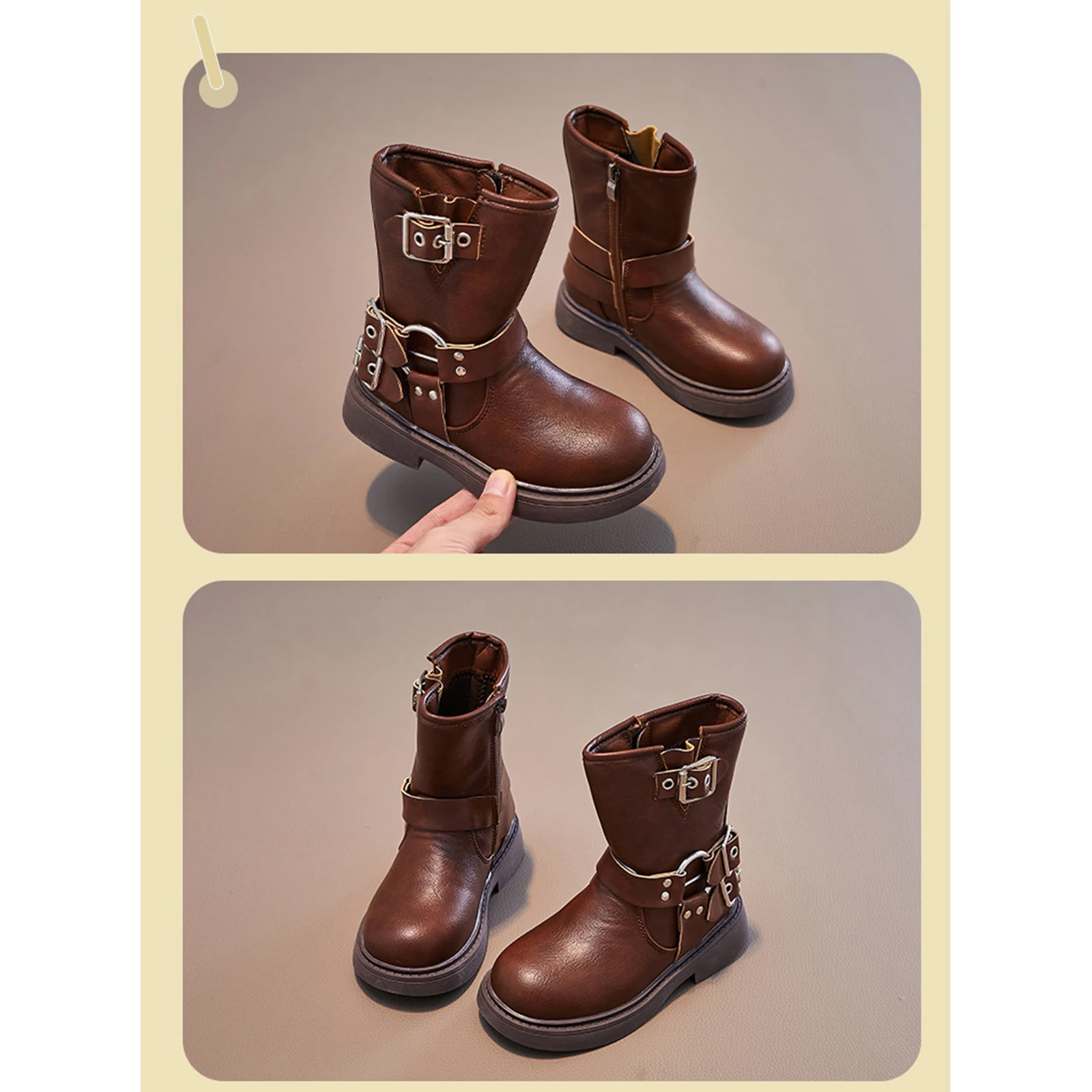 ربيع الخريف الفتيات الأحذية الكلاسيكية مشبك بريطانيا نمط الرجعية الاطفال أحذية بوت قصيرة عدم الانزلاق جولة تو منصة أحذية ركوب الخيل 2026 جديد #5