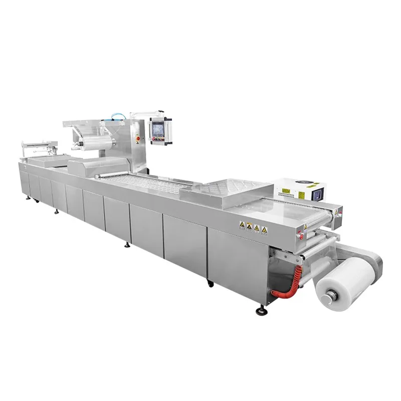 

continuous stretch film vacuum packaging machine Commercial assembly line Continuous vacuum packaging machine Large industrial