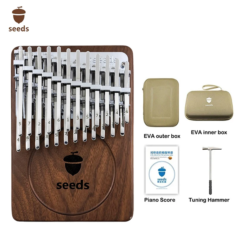 Seeds 24 Key Kalimba C Tone Black Walnut Double Layer Thumb Piano Professional Kalimba Musical Instrument Beginners Child Gifts