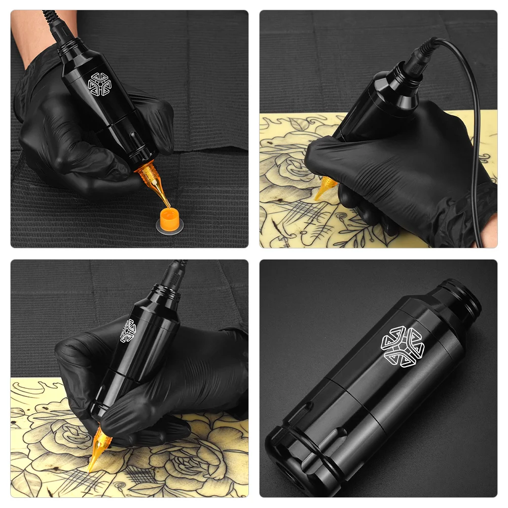 

1pc Tattoo Pen Aluminum Alloy Portable Rotary Tattooing Pen For Diy Home Use Beginner Tattoo Machine Long Handle With Cable