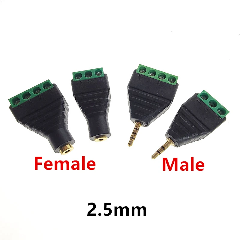 Earphone Audio Jack 2.5mm/3.5mm/6.35mm Connector Stereo Adapter  RCA  Mono Channel to Screw Terminal Audio Mono Channel Plug