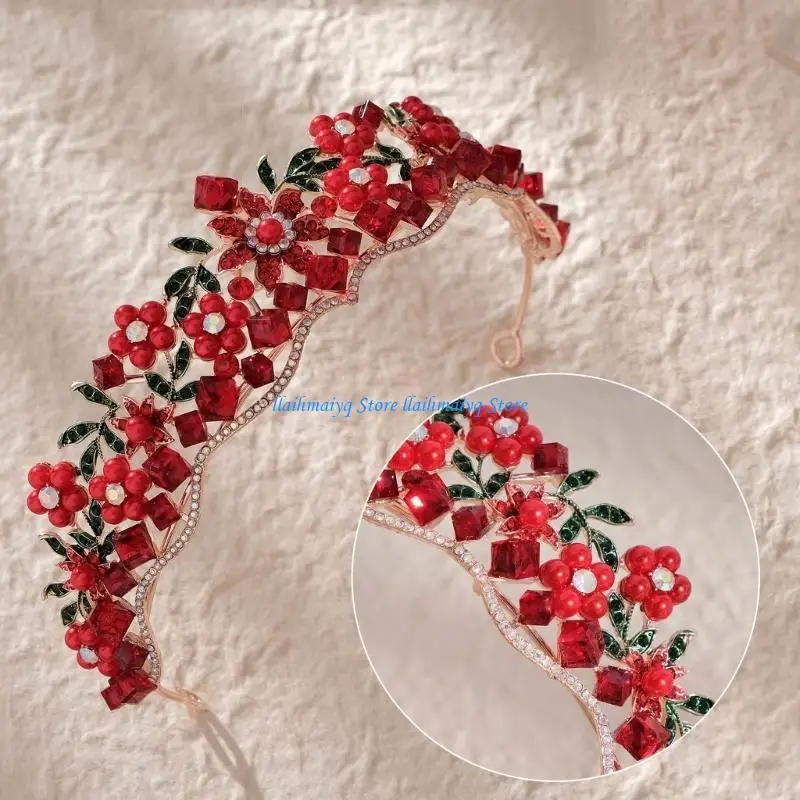 573B عصابة رأس على شكل زهرة من أحجار الراين قابلة للتعديل، تاج زهور جميل مع لمسة ماسية مثالية لحفلات الزفاف والحفلات