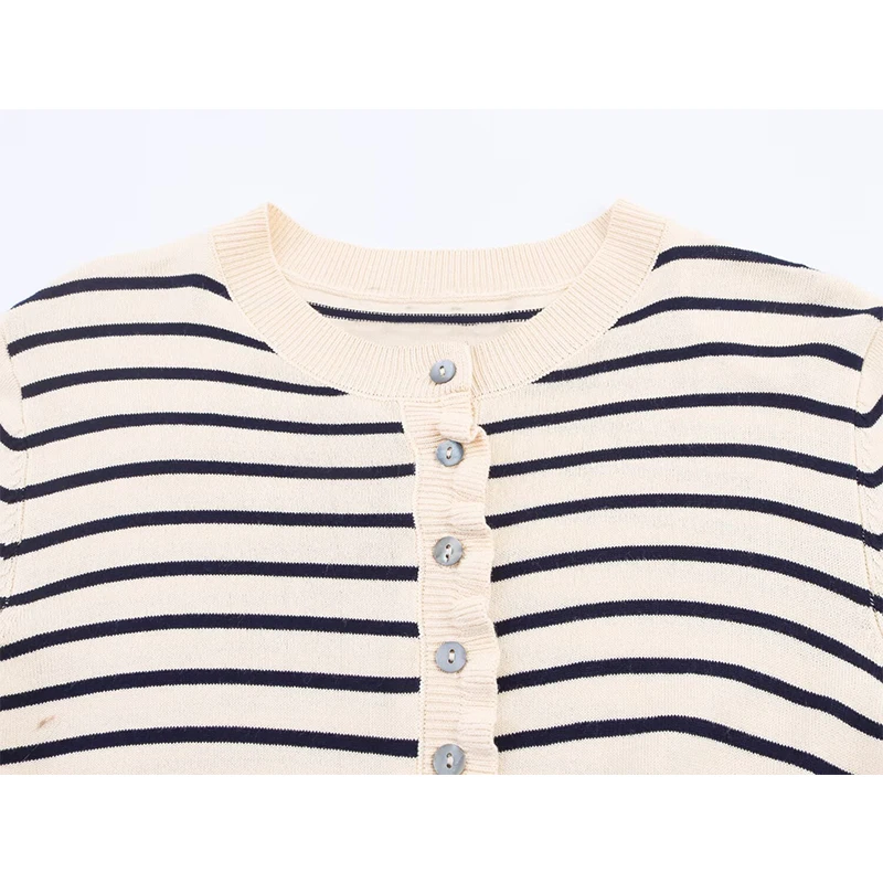 Damski sweter jesienny 2025 Nowa moda Elastyczny, dopasowany sweter w paski Damski elegancki sweter rozpinany w stylu streetwear dla młodych kobiet na jesień