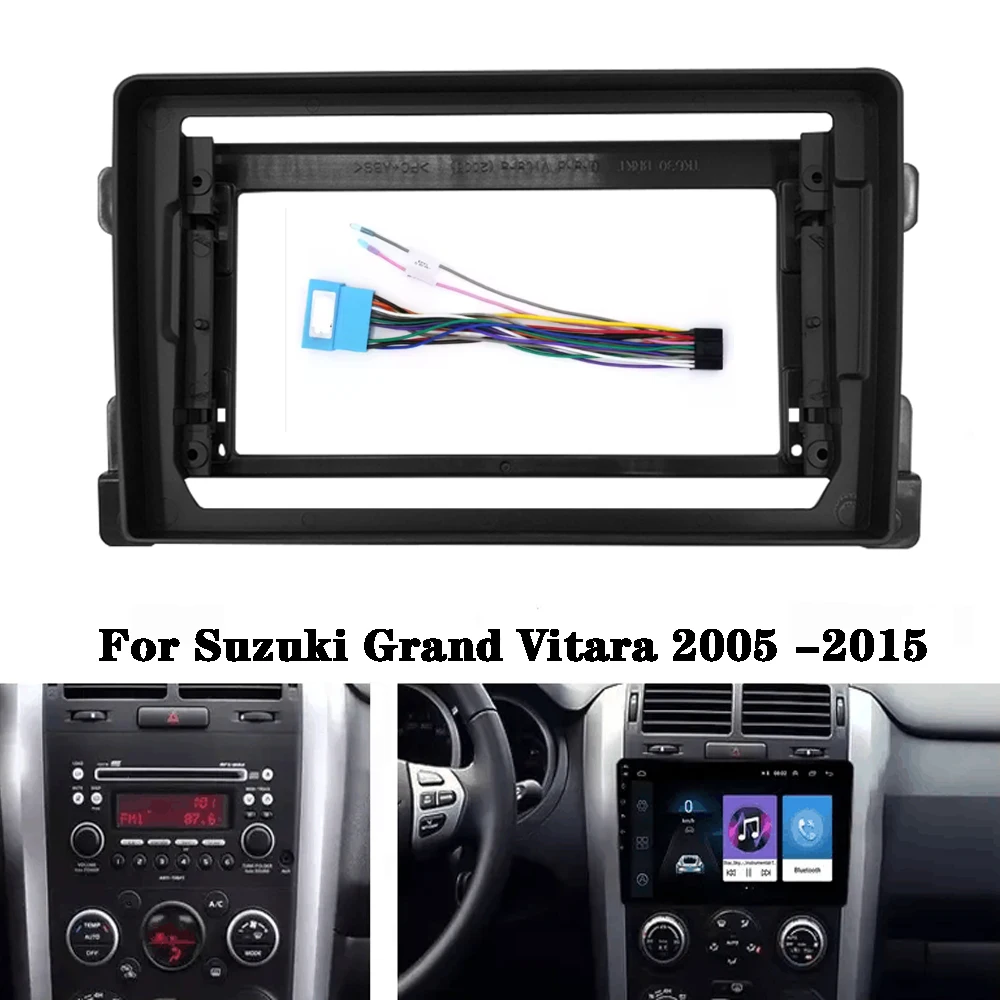 2 Din Car DVD Only Frame Audio Fitting Adaptor Dash Trim Kits Facia Panel 9inch For SUZUKI GRAND VITARA 2005+ Radio Player