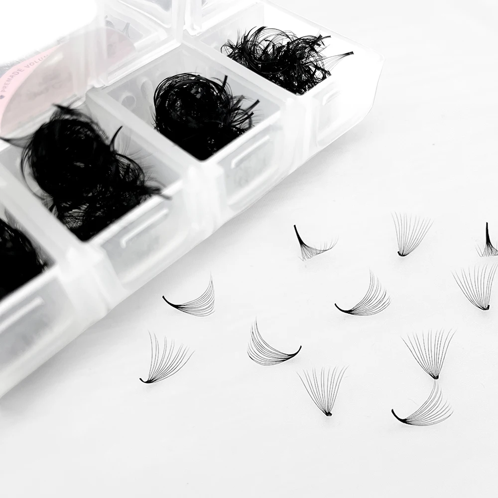 ABONNIE 500 Fans Loose Fan MIX8-15mm Eyelash Extensions 6D-20D Pointy Base Premade Medium Stem Sharp Thin Russian Volume Lash