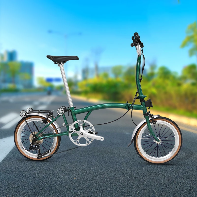 20 Inch Bicycle 9-speed Folding Bike Aluminum Alloy Tri Fold Frame 53T CNC Crankset 20 Inch Wheel MINI Folding City Bicycle