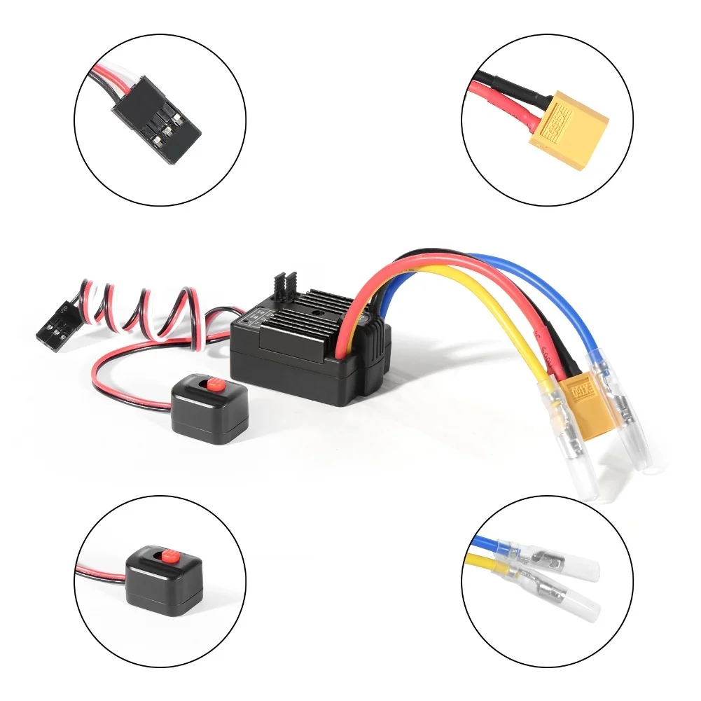 

1 шт., 60A, бесщеточный RC ESC 2-3S ESC, электрический регулятор скорости для масштаба 1/10, товары для дома, товары для дома