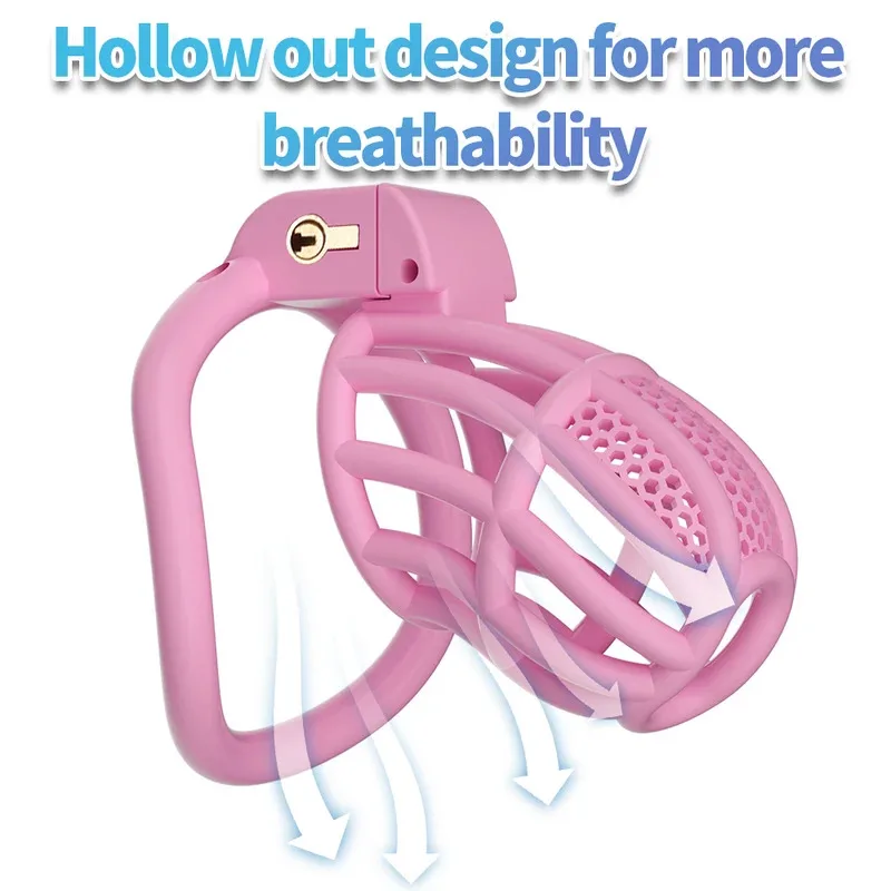 กรงครอบอวัยวะเพศชายแบบรังผึ้ง ระบายอากาศได้ พร้อมกุญแจล็อค สำหรับผู้ที่ชื่นชอบการเล่นบทบาททาส คุคอลด์ เฟติช  อุปกรณ์รัดอวัยวะเพศชาย ของเล่นทางเพศสำหรับคู่รักและผู้ชาย