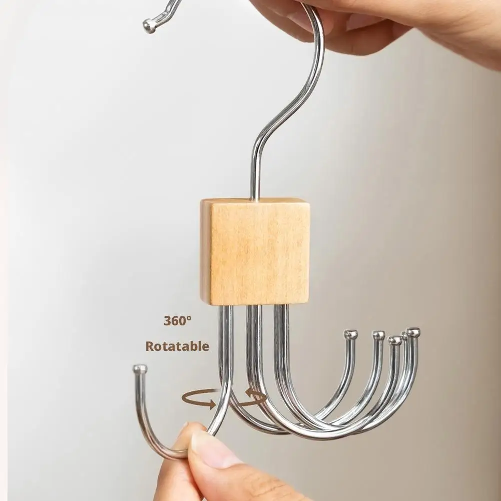 Rotatable Belt Hanger Hook  6 Hooks Closet Organizer Hook Durable Wardrobe Storage Rack For Belt Scarf Hat Tie Bag Household view 6