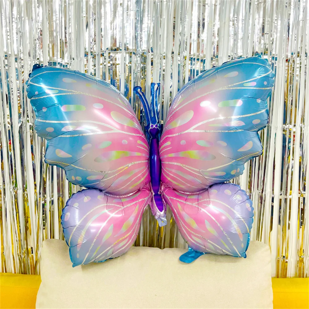 New Ice Purple Ice Blue Butterfly Aluminum Film Balloon Purple Butterfly Shape Aluminum Foil Balloon Baby Birthday Decoration