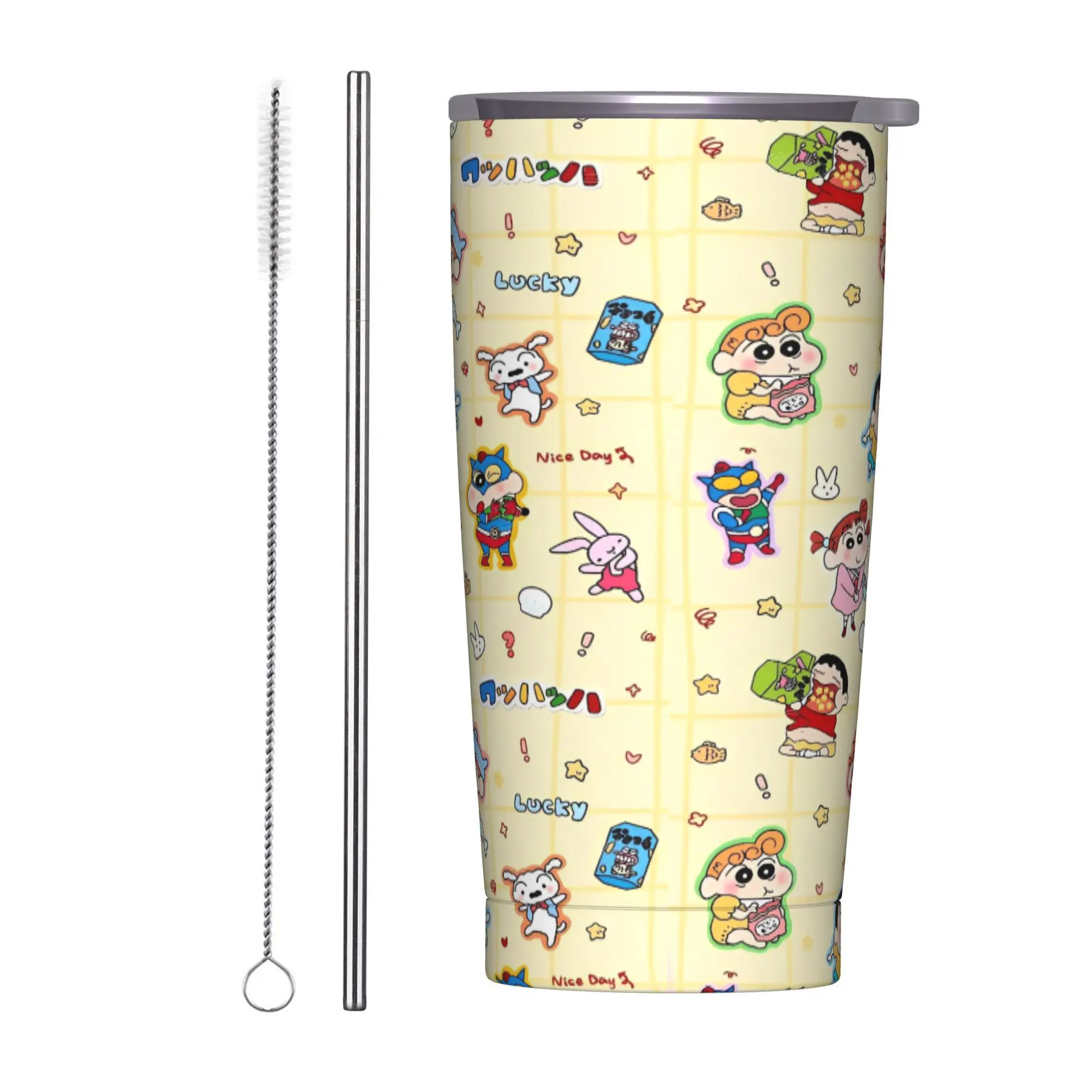 

Мелки для голени, стакан из нержавеющей стали, анимационная дорожная кофейная кружка с соломинкой и крышкой, большие кружки, чашка, бутылка для горячих напитков