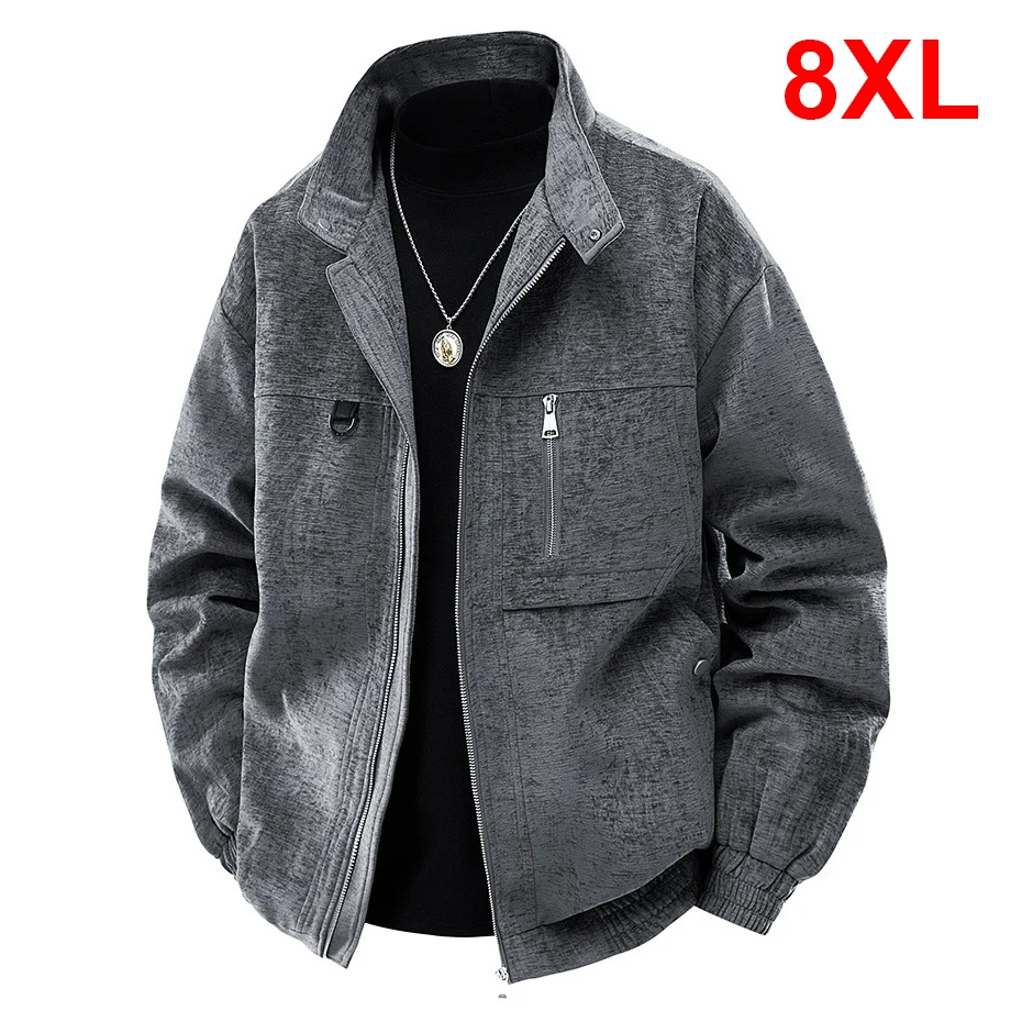 

Мужская куртка больших размеров 8XL, весенне-осенняя, в стиле карго, модная винтажная куртка, мужская одежда больших размеров 8XL
