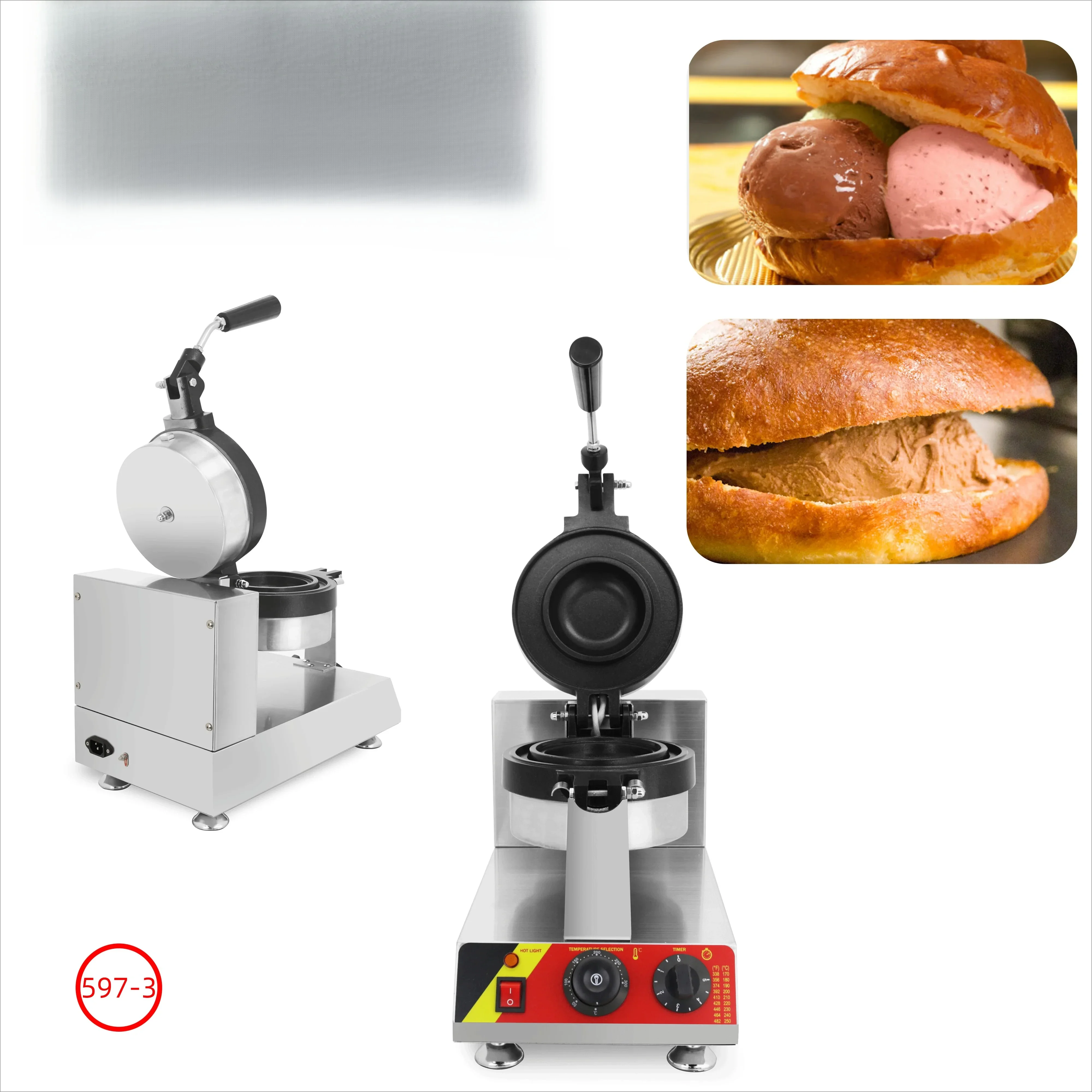 Commercial Popular  Street Food Rotary Dorayaki Donut Bun Ice Cream Ufo Burger Press Maker
