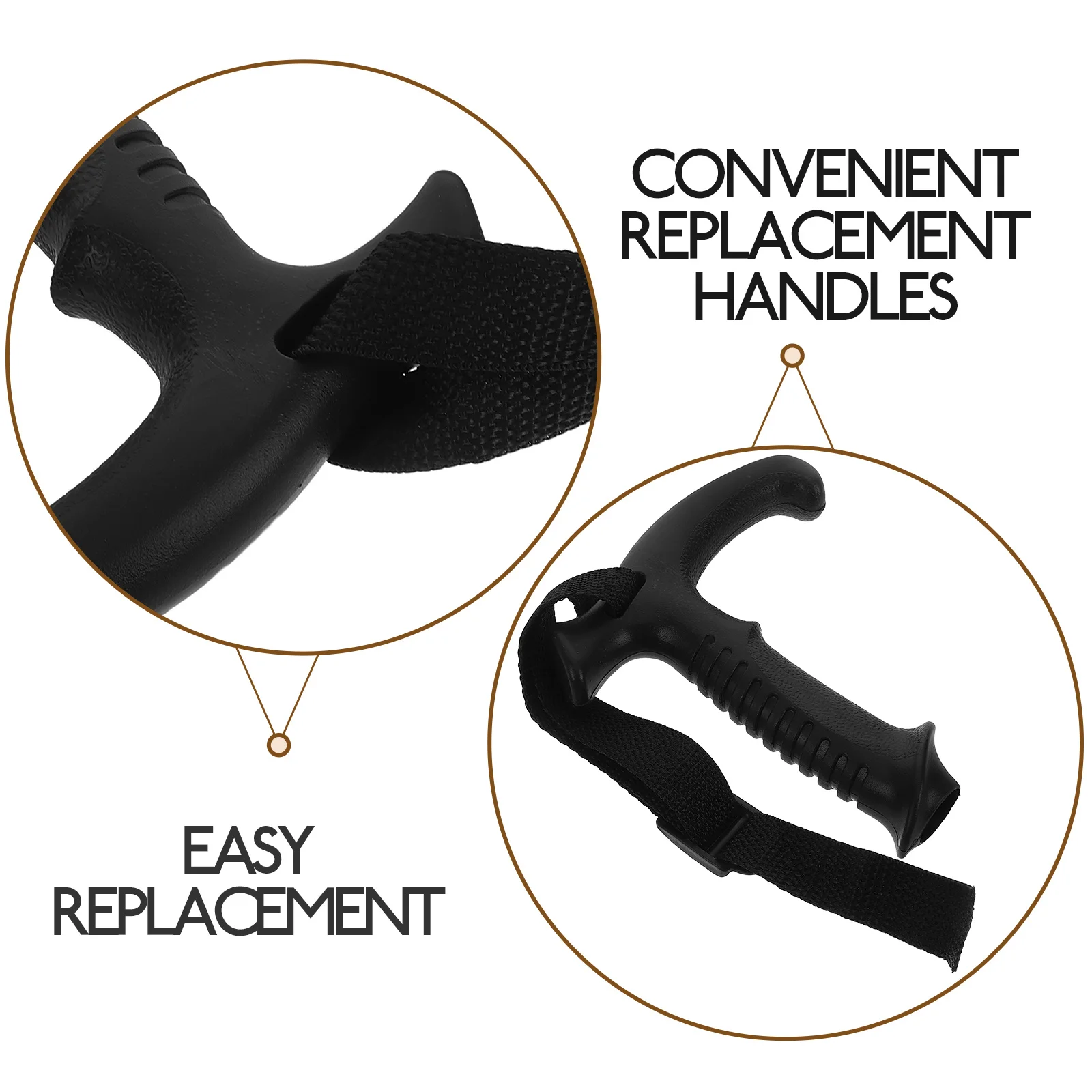 T-مقبض الرحلات القطب قبضة مريح البلاستيك عصا للمشي مقبض قابل للتعديل شريط للرسغ المشي لمسافات طويلة عصا استبدال مقابض القطب التزلج #4