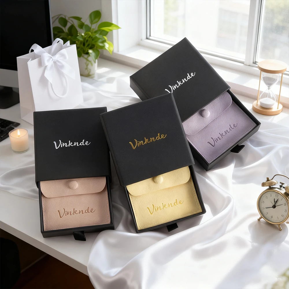 

Бархатная сумка для упаковки ювелирных изделий из микрофибры на заказ, сумка на кнопках, ожерелье, серьги, ящик для хранения колец, бумажные коробки, свадебный подарок