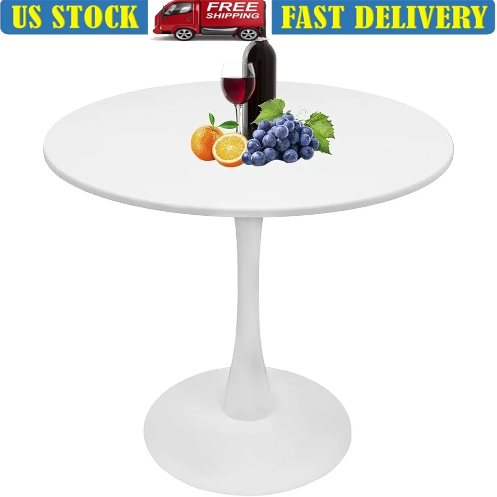White Round Dining Table Tulip Kitchen Table Mid-Century Leisure Table Compact Dining Room Living Room Cafe Furniture Easy