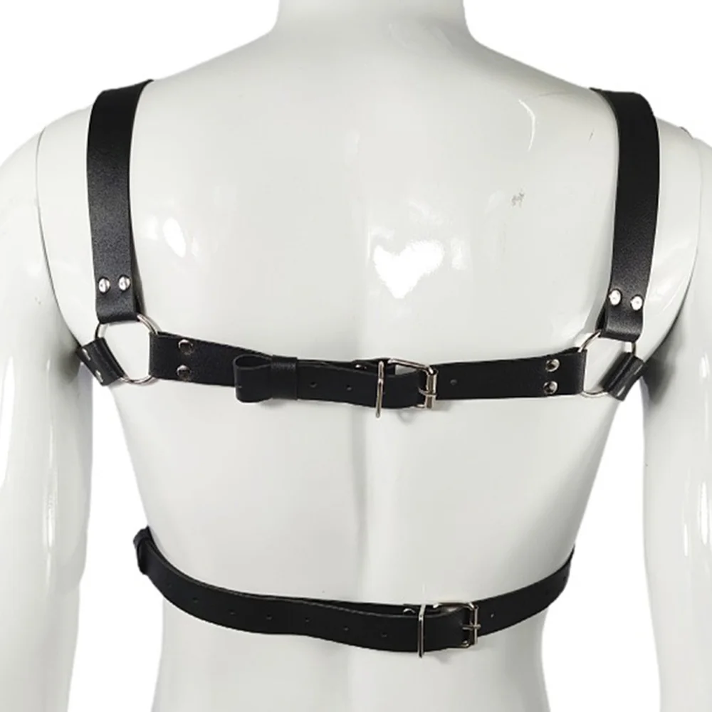 Male Lingerie Leather Harness Adjustable Body Bondage Fetish Gay Clothing Sexy Chest Strap Suspenders Punk Rave Costumes for Sex