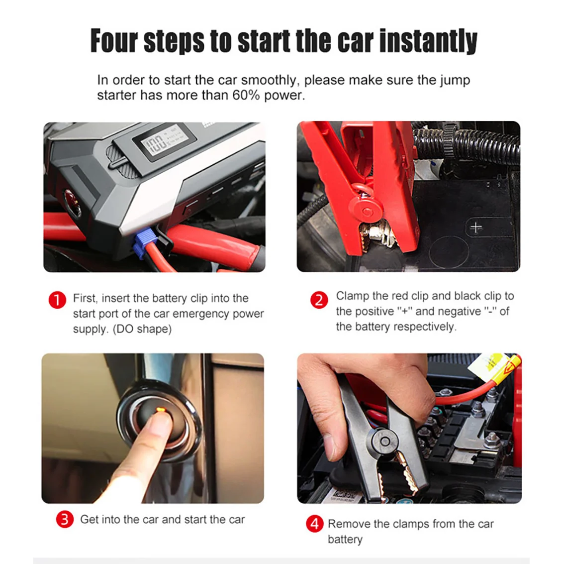 Car Jump Starter Power Bank Portable Lighting Portable Car Battery Starter With Inflator Booster Car Starter Boot Booster