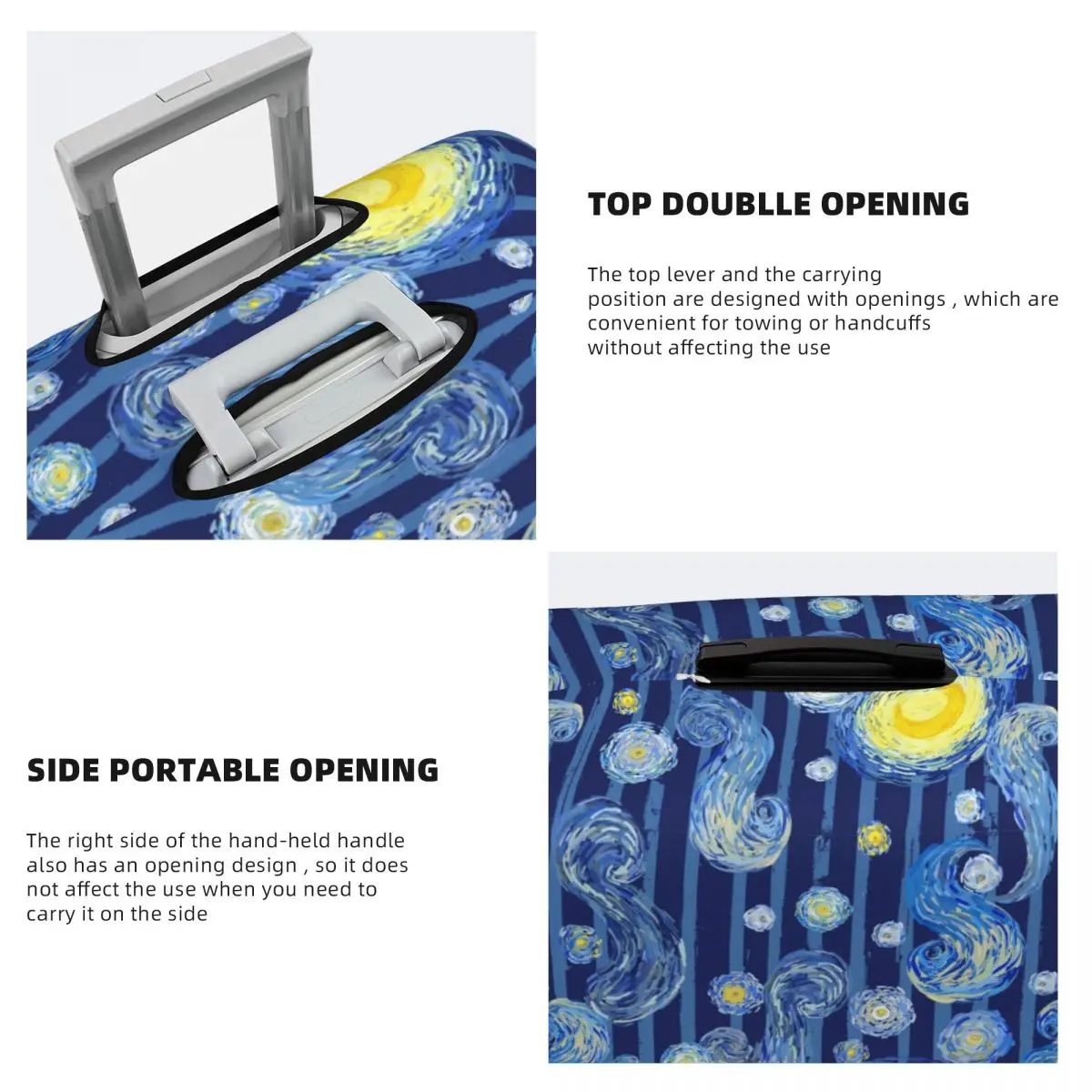 Van Gogh The Starry Night Capa de bagagem elástica para mala de viagem, capa protetora para 18-32 polegadas