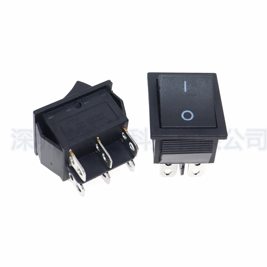 For KCD4 boat type switch rocker power reset button 6 pins 2 gears 3 gears black 16A 250V boat shape switch