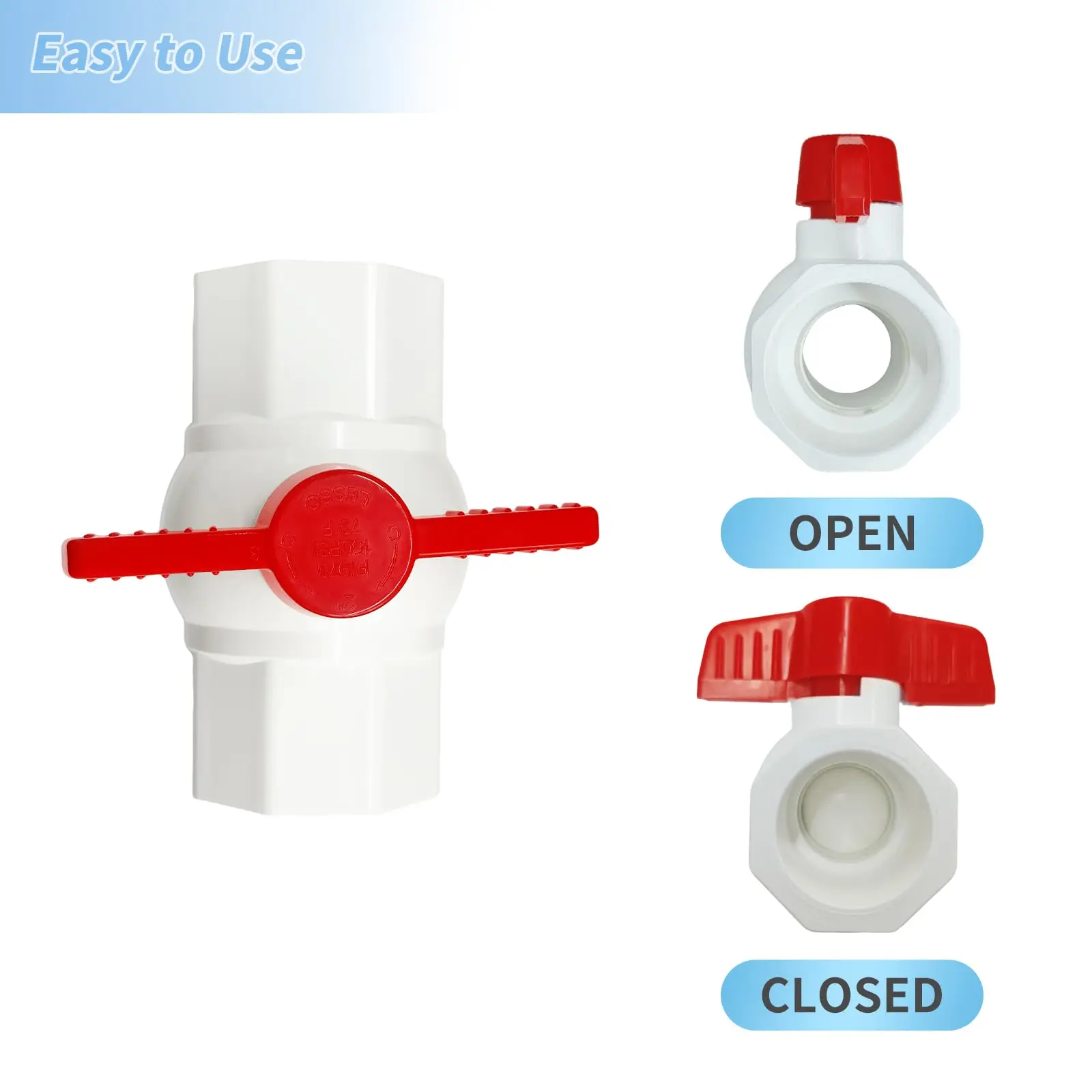 LESSO 1 قطعة 1.5 بوصة صمامات كروية PVC، صمامات إغلاق المياه لصمام الكرة، 1-1/2 بوصة صمامات كروية PVC زلة، تجهيزات أنابيب، تم تصنيفها في