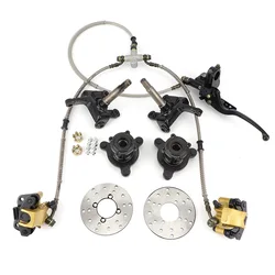 Front Steering Strut Knuckle Spindles With Wheel Hubs & Hydraulic Brake Caliper Kit For 110cc 125cc ATV Quad Go Kart Golf Buggy