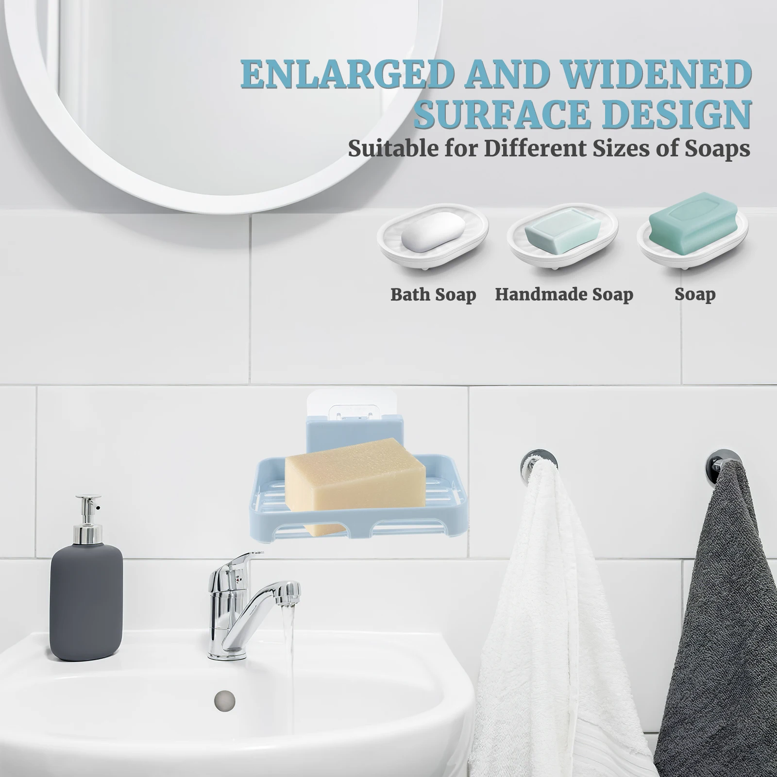 

3PCS Soap Holder Stainless Steel Drain Wall Mounted Shelf Punch Free Design Kitchen Bathroom Durability Solid Color Decor