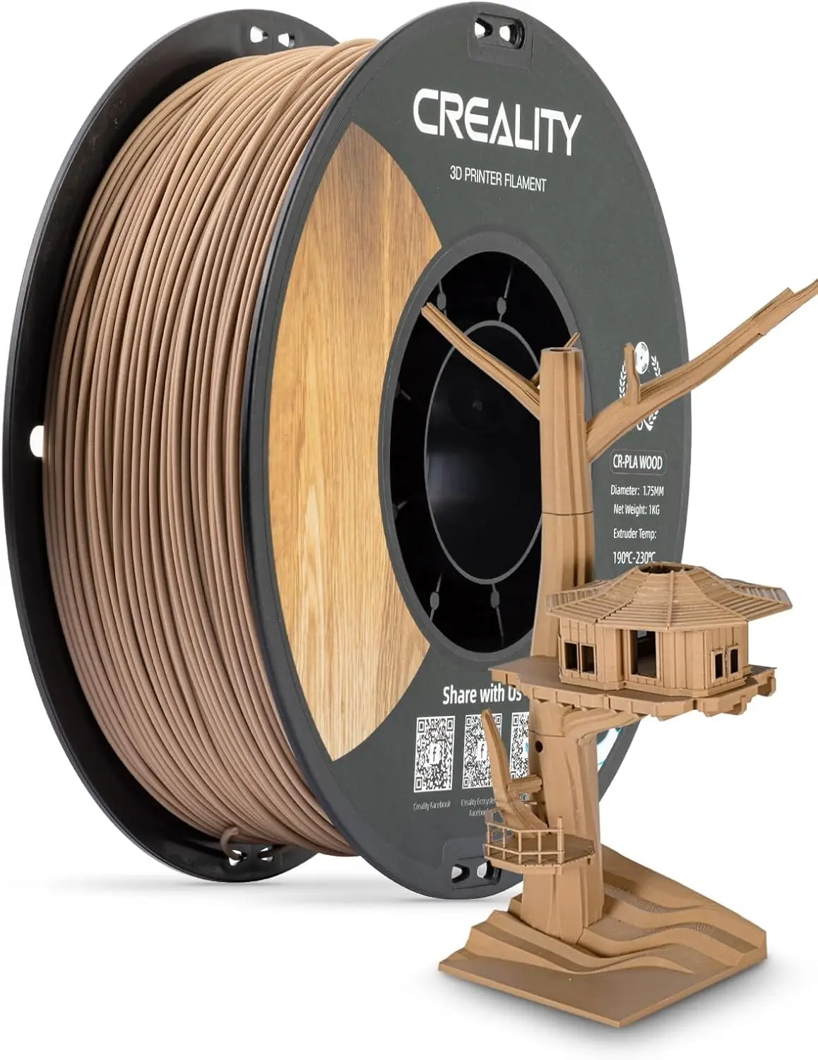 

Wood PLA 3D Printer Filament 1.75mm, Smooth Silk Texture, Tough & Durable, 1kg Spool for All Printers