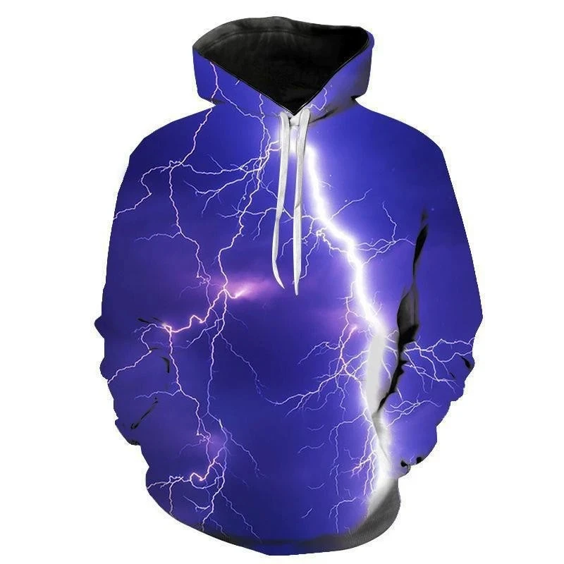 Fashion Lightning 3D Print Hoodie Men Women Hoodies Streetwear Oversized Pullovers Hooded Sweatshirts Male Tops Clothing S-7XL