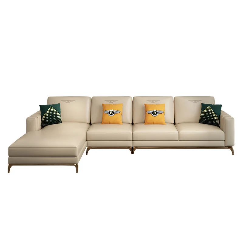 

Light luxury post-modern simple leather sofa corner concubine combination living room size apartment Hong Kong-style