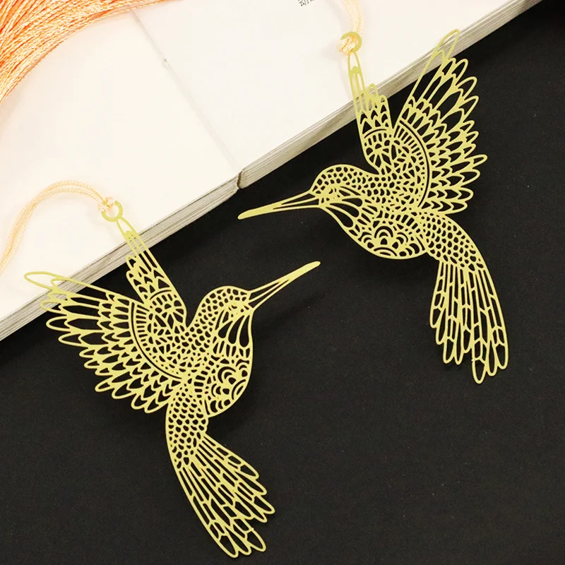 1pc Kawaii Hummingbird Tassels Bookmark Student Exquisite Study Office Portable Reading Stationery DIY Metal Decoration Supplies